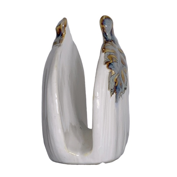 Napkin Holder Autumn White Pumpkin Hand Painted Ceramic Harvest Kitchen Accent - Picture 3 of 16